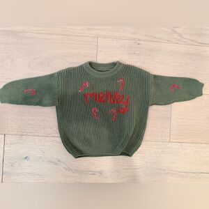 Green Sweater with Red Candy Cane Design size 2